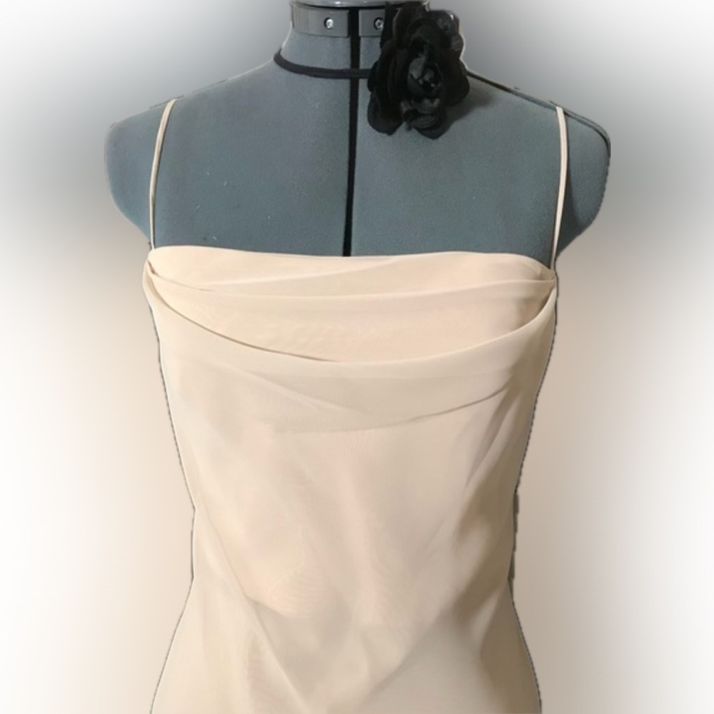 Vintage Cowl Neck Draped Chiffon 90s Long Asymmetrical Wedding Gala Formal Dress